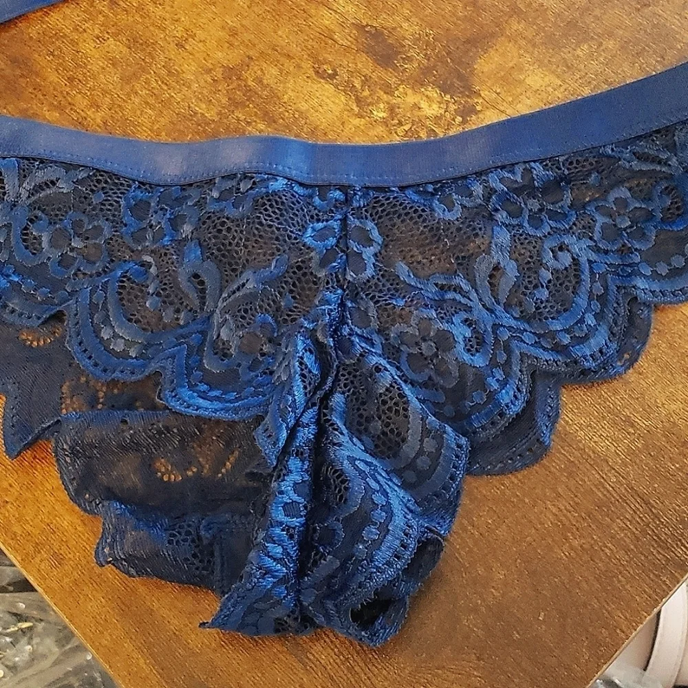 Navy Bra and Panty Lace Lingerie Set Size M